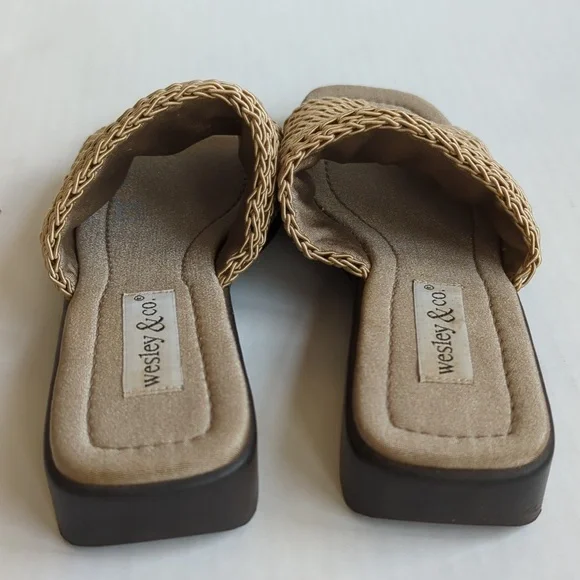 Wesley & Co. Neutral Slide Summer Sandal 6 Tan Brown - Picture 7 of 15